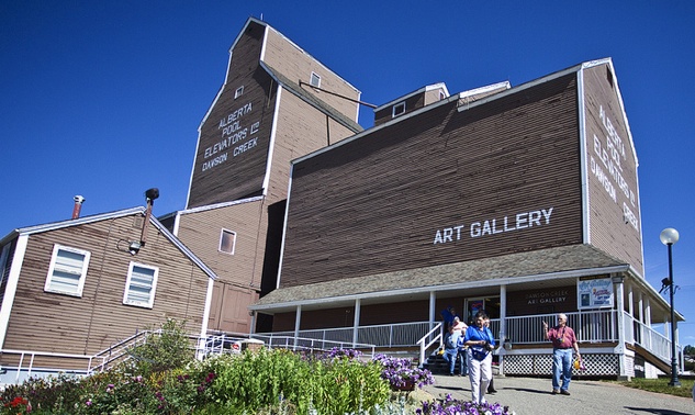 An old Alberta Wheat Pool grain elevator has been converted into the Dawson Creek Art Gallery.