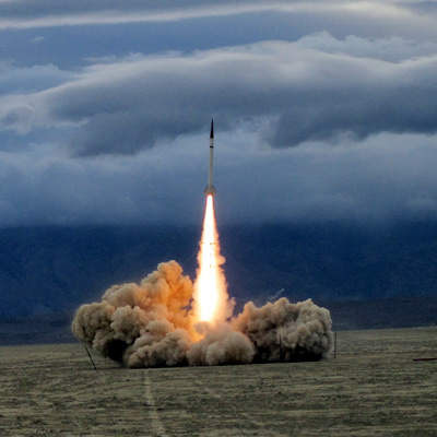 A rocket being launched near Pasadena, California by NASA