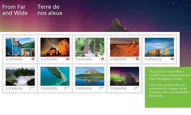 Canada Post's new 'Far and Wide' collection of stamps. 