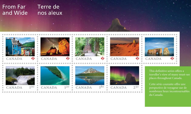 Canada Post's new 'Far and Wide' collection of stamps.