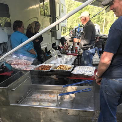 A propane-converted restaurant-style deep fryer delivers delicious snacks. 