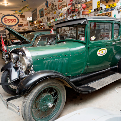 An antique car is shown at the Fort Nelson Historical Museum