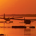 Float planes land at the docks on the Mackenzie River