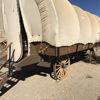 A covered wagon at Frandy Park Campground. 