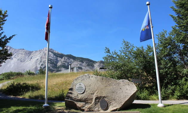 A memorial at the Frank Slide site. 