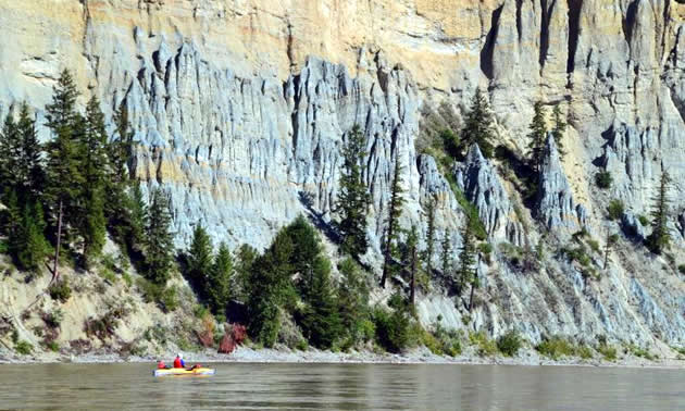 A Kayaker on the mighty Fraser River in British Columbia.