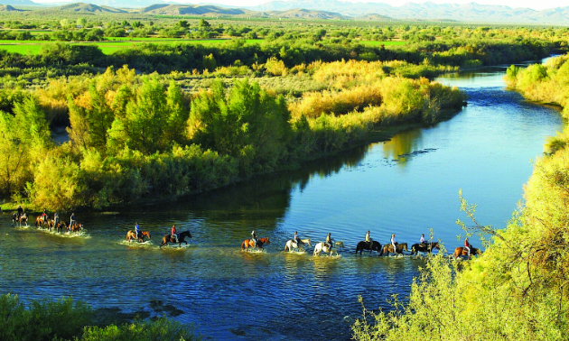 Riding through Verde River, Fort McDowell, AZ.