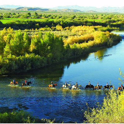 Riding through Verde River, Fort McDowell, AZ.