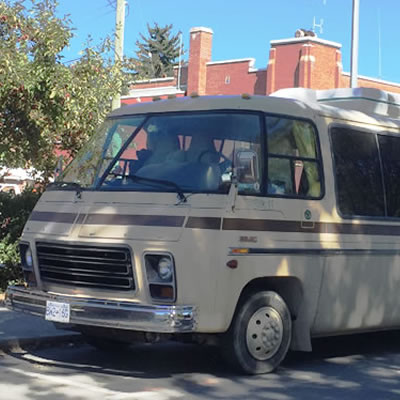 A vintage 1970's GMC Halo motorhome. 