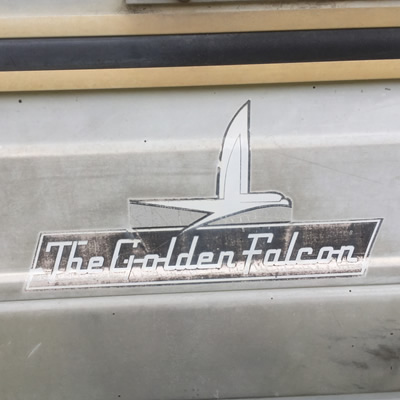 A close-up of the Golden Falcon logo. 