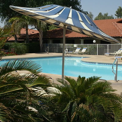 Poolside at the La Hacienda RV Resort in Arizona. 