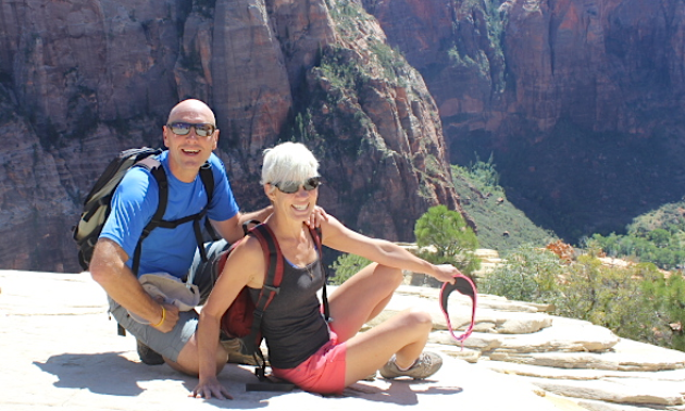 John and Shelley Smith at Angel’s Landing in Zion National Park, Utah.