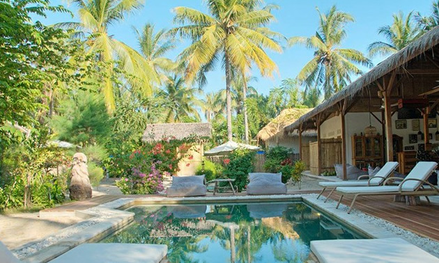 Indonesia glamping with pool.