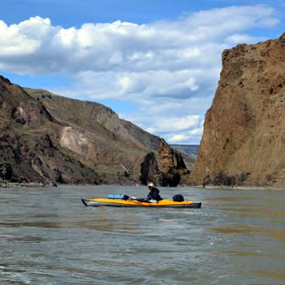 A couple of Kayakers on Harrison River in British Columbia.