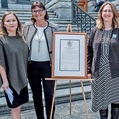 Pictured from left: Paula Amos, Indigenous Tourism BC; Marsha Walden, Destination BC; Amy Thacker, CCCTA; Hon. Minister Lisa Beare, Tourism, Arts & Culture.