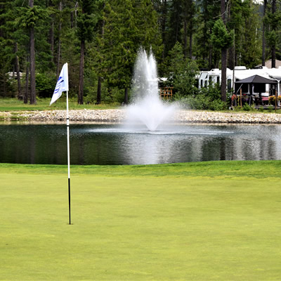 A view of Mabel Lake Resort's golfing green.