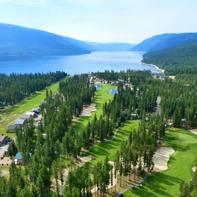 An aerial view of scenic Mabel Lake in the Shuswap. 