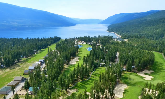 An aerial view of scenic Mabel Lake in the Shuswap. 