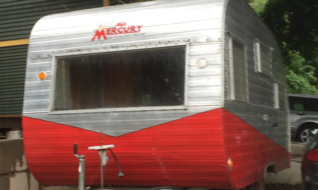 A vintage Mercury travel trailer spotted on a side street in Nelson, B.C.  