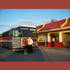 Mike O'Connor (left) and Barry Vestby (right) convinced the tour bus driver to drive through an Alaskan McDonald's drive-thru and place an order.