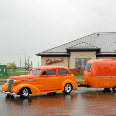 A beautifully restored retro Boler trailer and matching classic car, owned by J.J. McColm. 