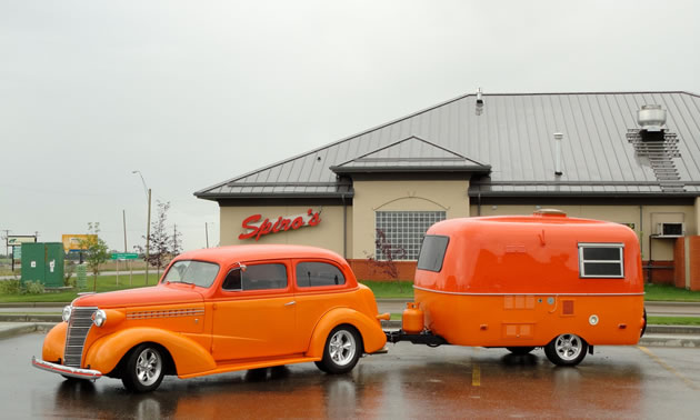A beautifully restored retro Boler trailer and matching classic car, owned by J.J. McColm. 