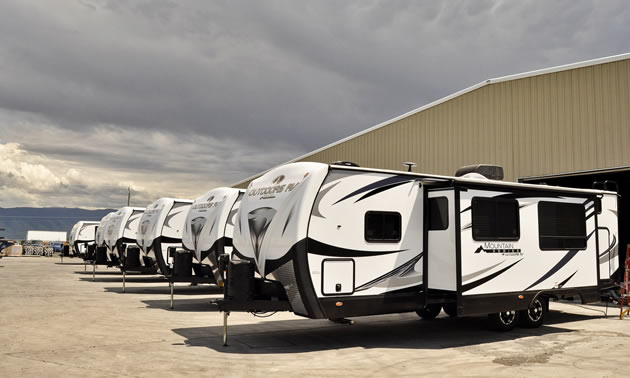 Freshly manufactured trailers await new owners.