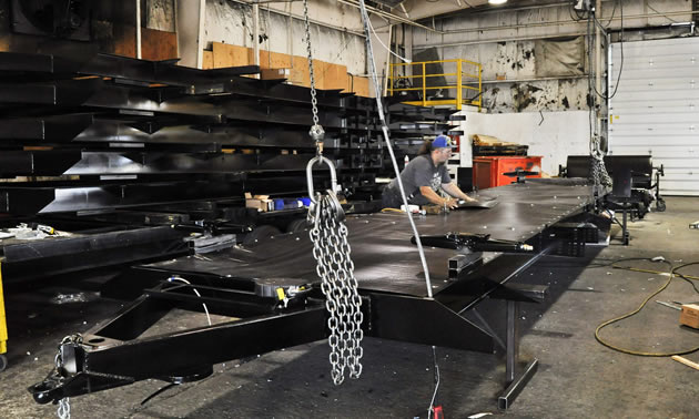 Trailers start the assembly line upside down.
