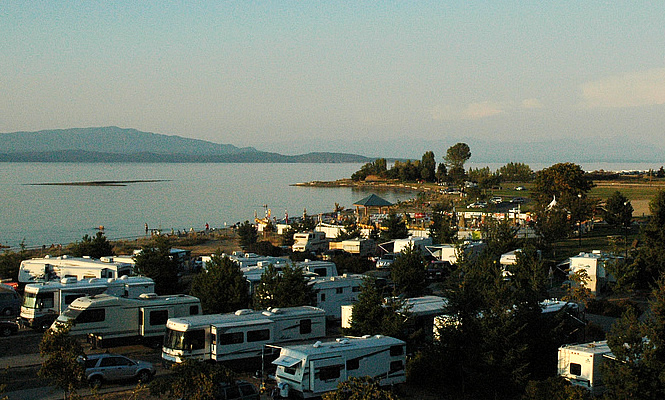 Rvs parked along a beach