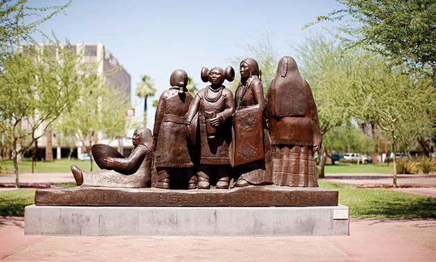 A statue in front of the Heard Museum in Phoenix, Arizona