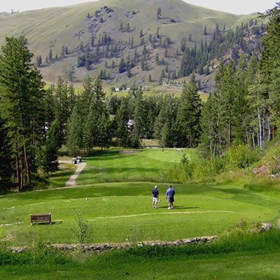 An elevated view from the tee at Hole 17 on the Princeton Golf Course.