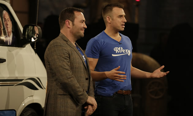 Michael McNaught successfully pitches the RVezy concept to Dragons’ Den.