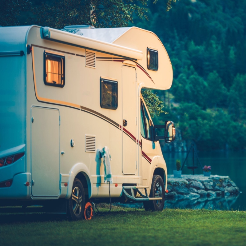 RV by a lake