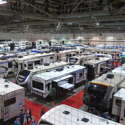 The BMO Centre in Calgary's Stampede Park was full to overflowing with RVs and RVers during the 2018 Expo & Sale.