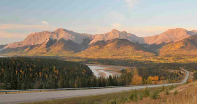 Summer landscape along the road to Brule Lake, near Hinton, Alberta