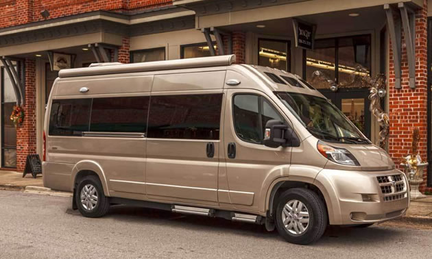 Roadtrek Zion parked at curb. 