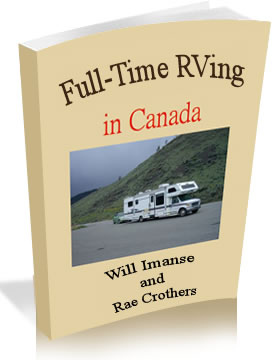 A cover shot of Full-Time RVing in Canada featuring a photo of an RV and author's names.