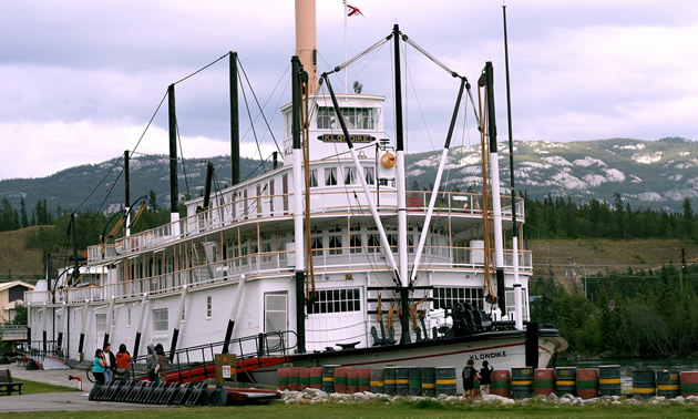 A historic ship, called the S.S. Klondike, is moored in Dawson City. Public tours are available.