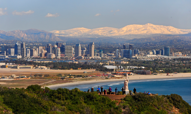 San Diego's stunning skyline is seen from Cabrillo National Monument at Point Loma.