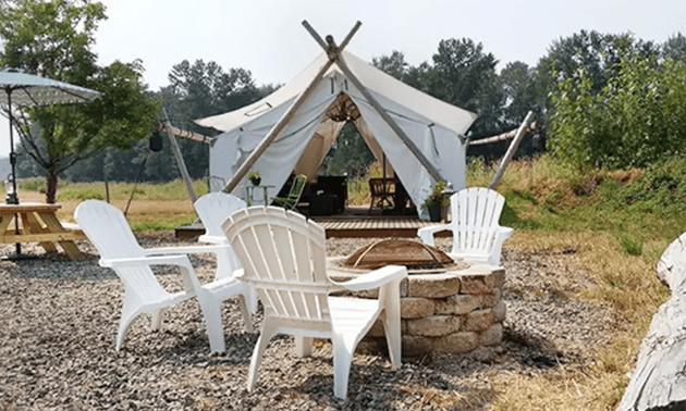 Tent set up near Seattle.