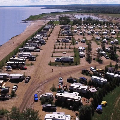 An aerial view of the Shadow Creek RV Resort and Marina. 