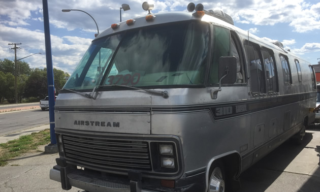 Another view of the Airstream motorhome. 