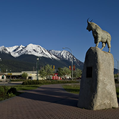 This mountain goat on a pedestal keeps watch over downtown Smithers, B.C. 