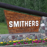 Rock and wood sign for Smithers