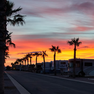 A gorgeous, colourful sunset is seen from Palm Creek in Arizona. 