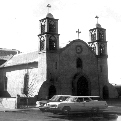 The historic San Miguel Church on the City of Socorro Historic Walking Tour.