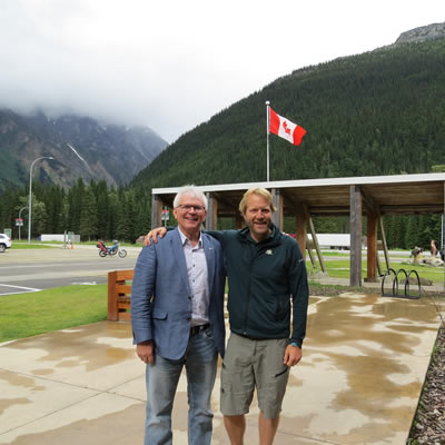 MP Wayne Stetski stands at Glacier National Park. 