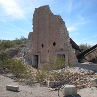 crumbling buildings at swansea ghost town in brenda arizona