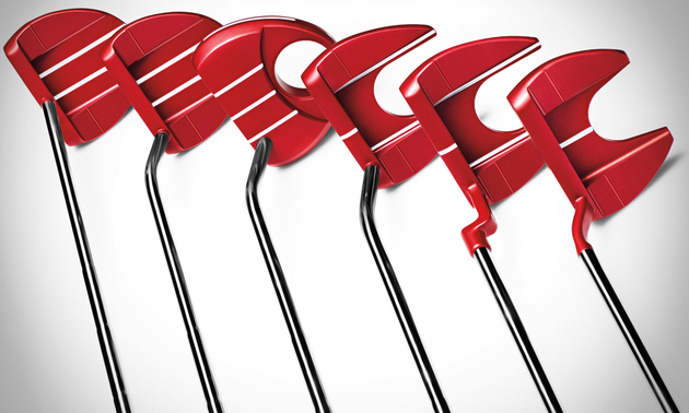golf clubs lined up