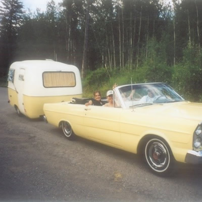 Matching 1965 Galaxie convertible and 1972 Boler. 